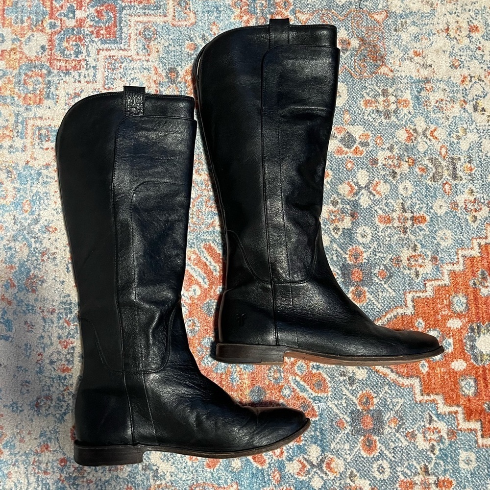 Frye Paige black leather riding boots